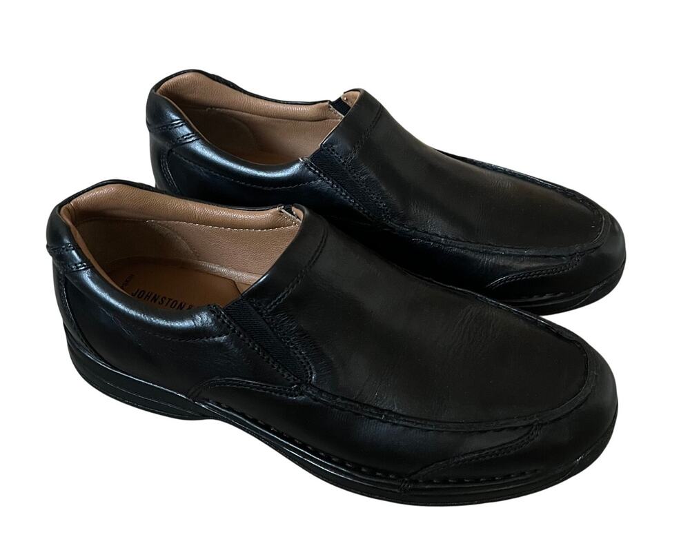 Johnston & Murphy 25-7205 Men's 9.5M Black Leather Slip On Loafer Shoe Sheepskin